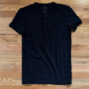 American Eagle Outfitters Black Short Sleeve Henley